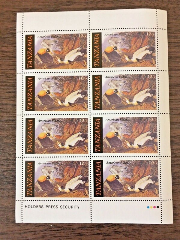 TANZANIA 1986 - 3 MINI SHEETS - Audubon BIRDS - MINT/NH, Free Shipping