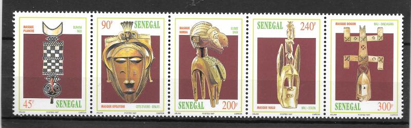 SENEGAL MNH STRIP OF 5 SC#1279A MASKS SCV$4.00