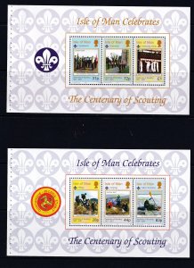 Isle Of Man  2007 -  Scout Centenary - MNH - 4 Panes Bklt Panes # 1182-1188