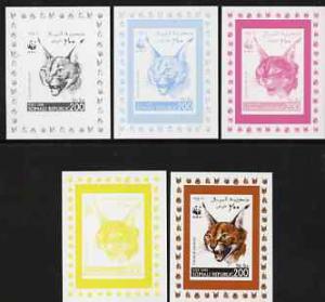 Somalia 1998 WWF - Caracal 200s the set of 5 imperf progr...