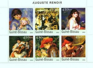 Guinea-Bissau 2003 AUGUSTE RENOIR Paintings Sheet Perforated Mint (NH