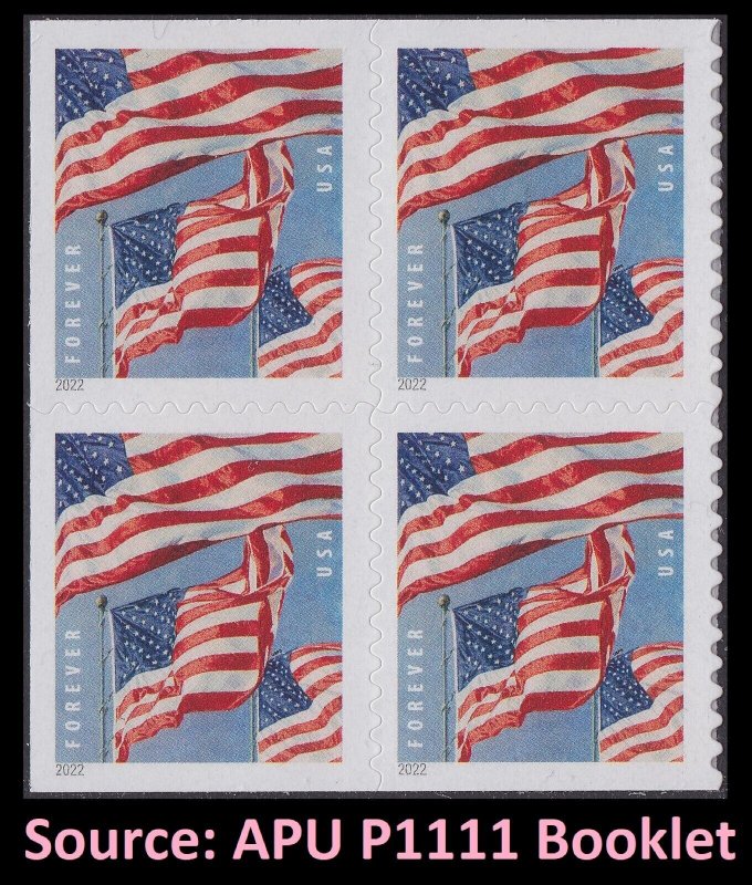US 5659 Old Glory F block 4 (from APU P1111 booklet) MNH 2022