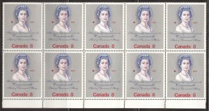 Canada Scott 620-21 MNHOG Blocks of 10 - 1973 Royal Visit to Canada - SCV $9.50