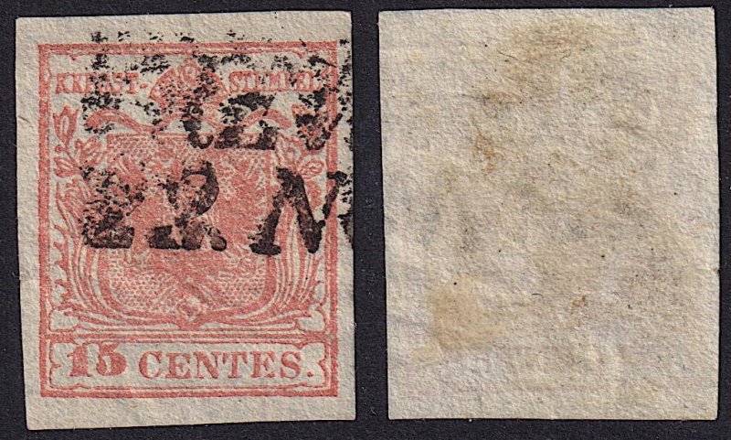 Lombardy-Venetia - 1850 - Scott #4f - used - Coat of Arms - Type II