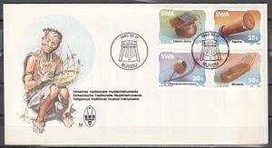 South West Africa, Scott cat. 548-51. Native Music Instruments. First day cover