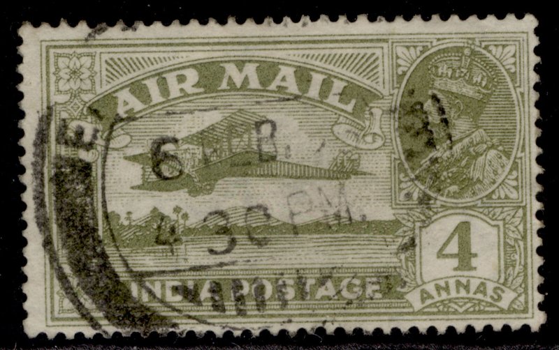 INDIA GV SG222w, 4a olive-green, FINE USED.