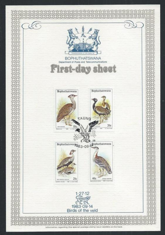 BOPHUTHATSWANA SC# 112-15 1ST DAY SHEET 1.26.11  FVF/CTO 