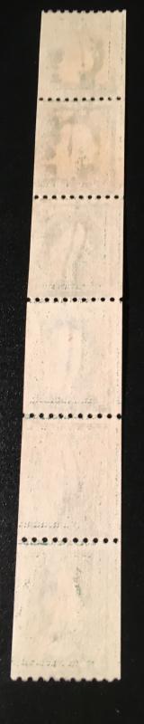 486 Washington 6 stamp cancelled coil, rarely found intact, Vic's Stamp Stash