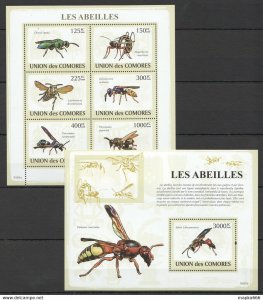 2009 Comoros Fauna Honey Bees Insects Abeilles Kb+Bl ** Uc063