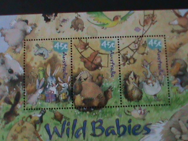 AUSTRALIA-  COLORFUL LOVELY WILD BABIES MNH MINI SHEET  VERY FINE