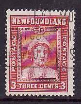 Newfoundland-Sc#246- id8-used 3c Queen Elizabeth-1938- 