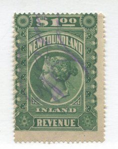 Newfoundland 1898 $1 Inland revenue Stamp used
