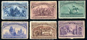 USAstamps Unused FVF US 1893 Columbian Expo Scott 230 - 235 OG MNH SCV $611