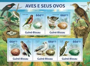 GUINEA BISSAU - 2013 - Birds & their Eggs - Perf 5v Sheet - Mint Never Hinged