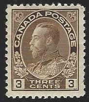 Canada #108b Mint Lightly Hinged Yellow Brown