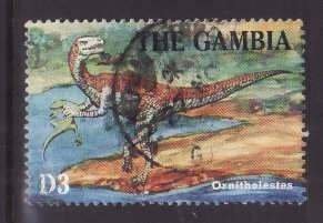 Gambia-Sc#1606f- id9-used 3d Dinosaur-Ornitholestes-1995-
