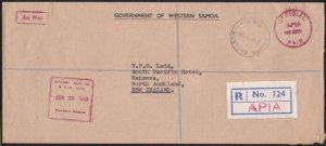 SAMOA 1969 Official registered Official Paid cover Apia to New Zealand.....B2635