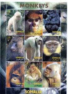 Somalia 2002 Gorillas-Monkey's Sheetlet (9) Perforated MNH