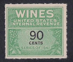 RE144 90 cents Wine Stamps Mint NG as issued NH F