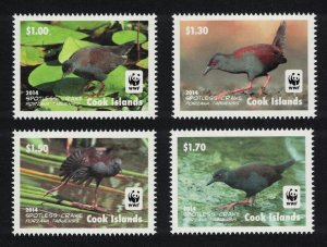 Cook Is. WWF Spotless Crake Bird 4v White Frame 2014 MNH SG#1808-1811