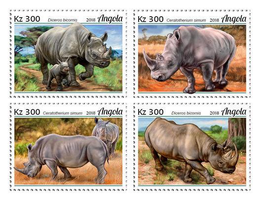 Z08 ANG18102a ANGOLA 2018 Rhinos 4v MNH ** Postfrisch