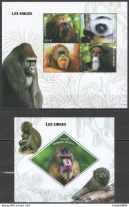 2019 Monkeys Primates Wild Animals Fauna 1+1 ** Ja100
