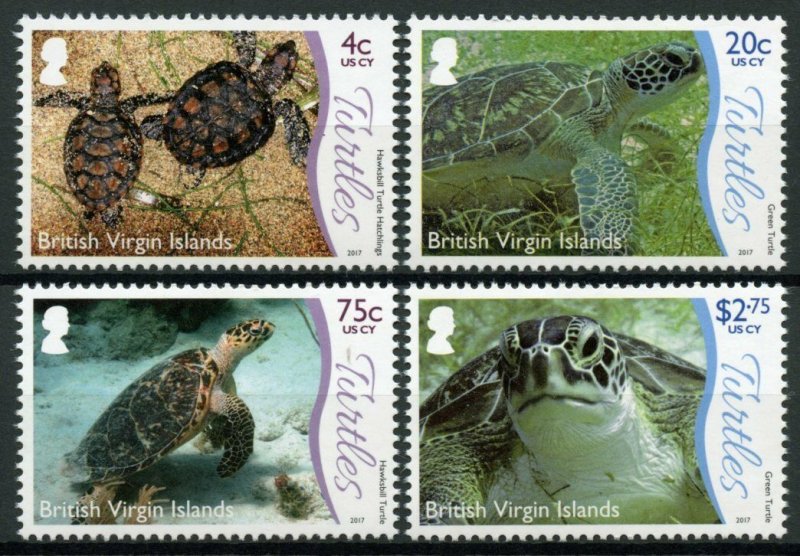 British Virgin Islands BVI Turtles Stamps 2017 MNH Underwater Life Pt 1 4v Set 