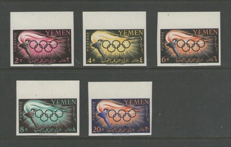 Yemen 1960 Olimpic Imperf. set Sc 98-102 MNH