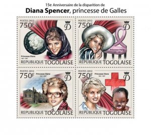 Togo 2012 MNH - Diana Spencer (1961-1997). YT 2928-2931, Mi 4578-4581