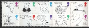 GB 1996 Cartoons Phosphor se-tenant block of 10 um