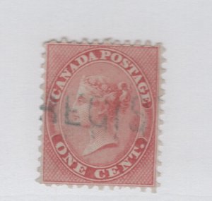 CANADA  #14 used REGISTERED F-VF a few short perfs