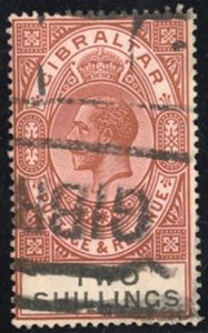 Gibraltar #86 Cat$40, 1921 2sh red brown and black, used