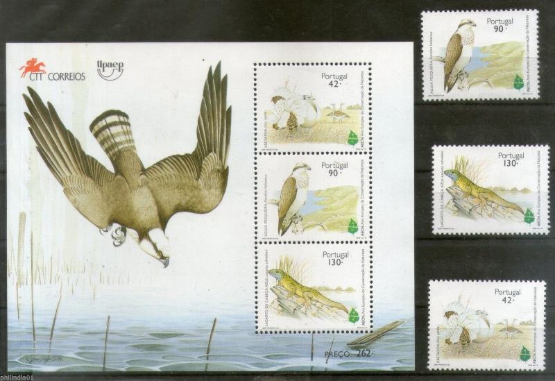 Portugal 1995 Birds Reptiles Wildlife Animal Fauna 3v+M/s Sc 2039-41a MNH # 7516