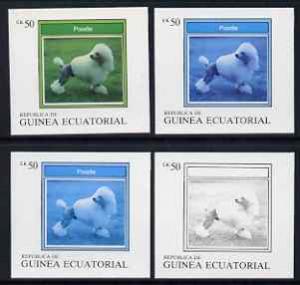 Equatorial Guinea 1977 Dogs EK50 (Poodle) set of 4 imperf...