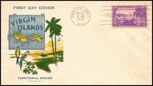 Scott 802 3 Cents Virgin Islands Pavois FDC Typed Address Planty 802-68