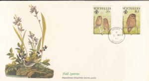 Seychelles 1985 FDC Scott #559, #560 Bare-legged scops owls Audubon Birds