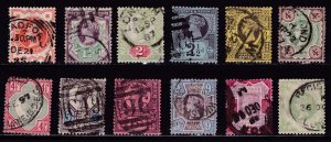 Great Britain 1887 Queen Victoria Jubilee Complete (12) F/VF/Used(o)