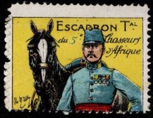 1914 WW One France Delandre Poster Stamp 5th Calvary of Hunters Regiment Algeria