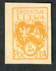 Central Lithuania #6 Imperf Mint No Gum single