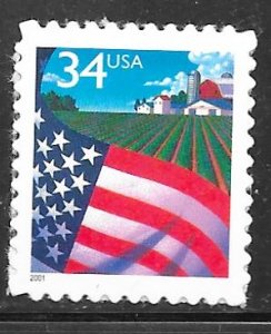 USA 3470: 34c Flag over Farm, M, SA, VF