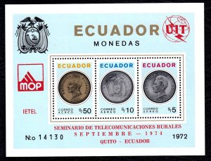 Ecuador 1973 Coins Mint MNH Miniature Sheet SC C532a