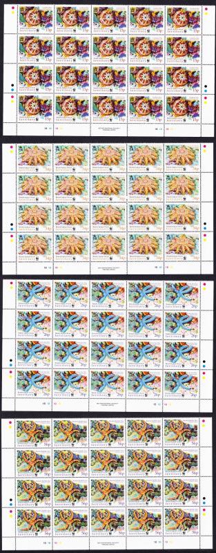 BIOT WWF Sea Stars 4v on blocks of 20 SG#253-256 MI#266-269 SC#231-234 CV£180+