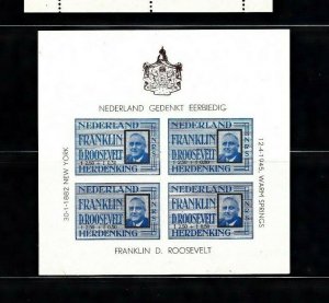 Netherlands 1946 Franklin D. Roosevelt FDR Rocket Mail Blue Souvenir Sheet