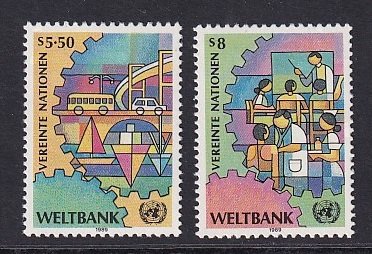 United Nations Vienna  #88-89  MNH 1989  world bank  transportation  health care