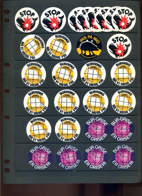 28 VINTAGE ANIMAL PROTECTION POSTER STAMPS (L816) NORWAY WHALE PIG CHICKEN ETC.