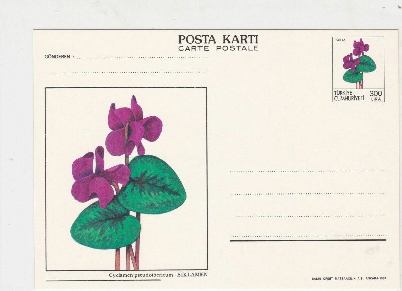 Turkey Cyclamen Flower UNUSED Stamps Card R 17302