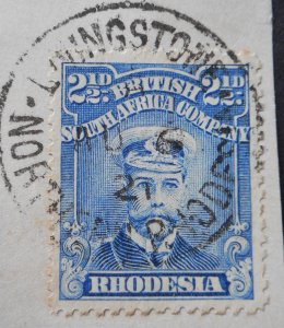 Rhodesia Admiral 2½d with LIVINGSTONE Code B AU in month (SC) postmark