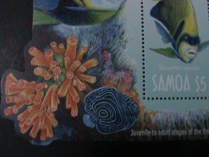 ​SAMOA-2003-SC#1048a- EMPERORS OF THE REEF-LOVELY ANGELFISH SHAPE CUT-MNH S/S