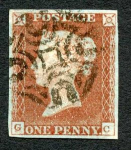 1841 Penny Red (GC) Plate 29 (Creased at Top) Four Margins Cat 65 pounds 