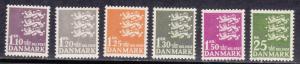 Denmark # 395-400, Definitive Set, Mint LH